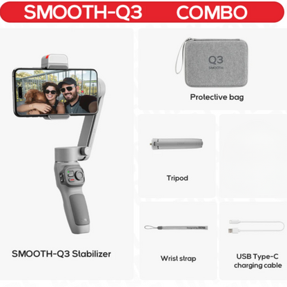 Portable 3 Axis Gimbal Combo for Smooth Video and Vlogging