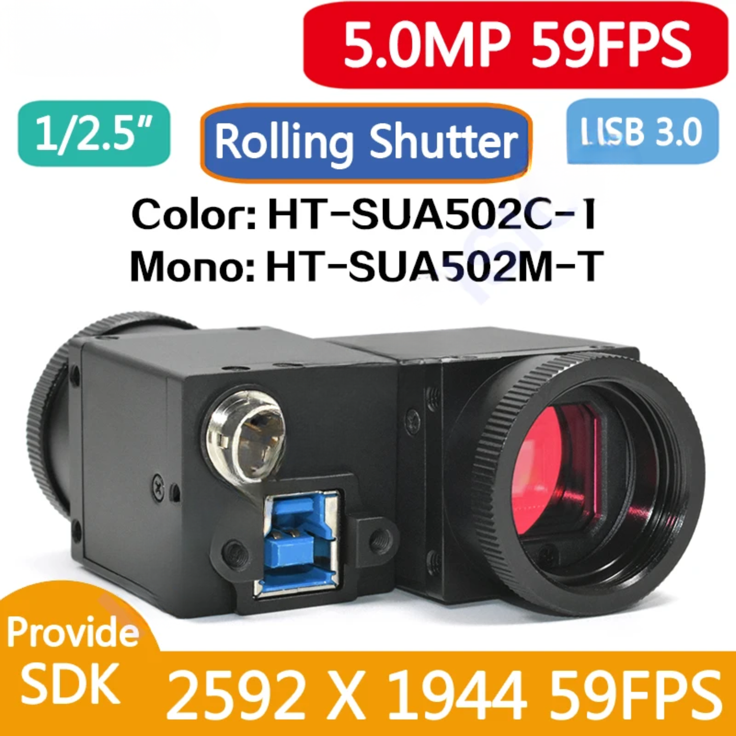 5.0MP Industrial Inspection Camera 5m Cable