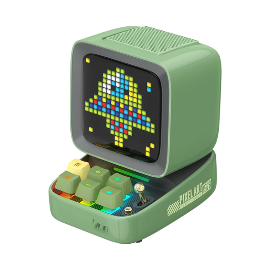 Green Mini Retro Speaker with DIY Pixel Art LED Display