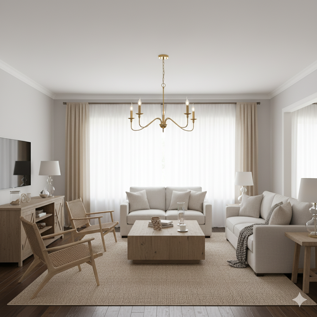 Modern Retro Loft Chandelier 4 Lights Gold Finish