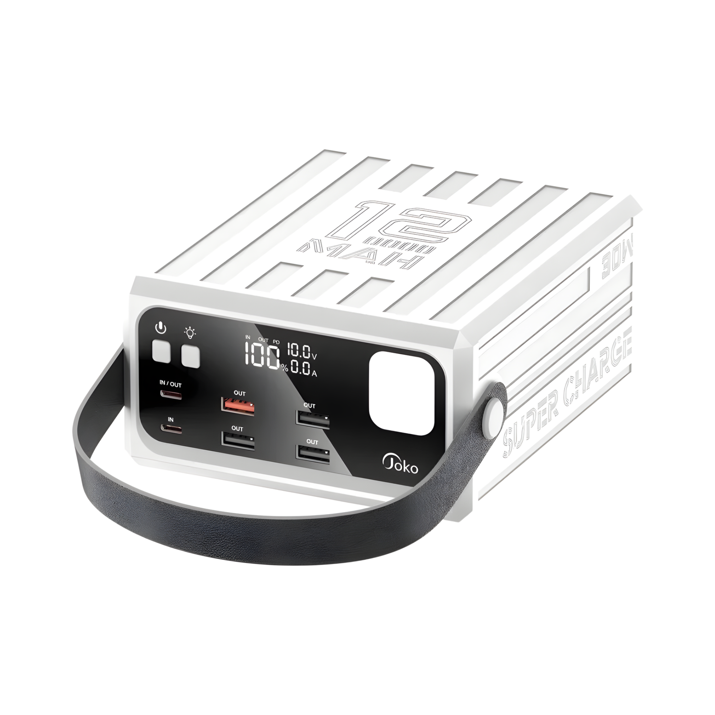 White 120000mAh Portable Power Bank 30W Fast Charge
