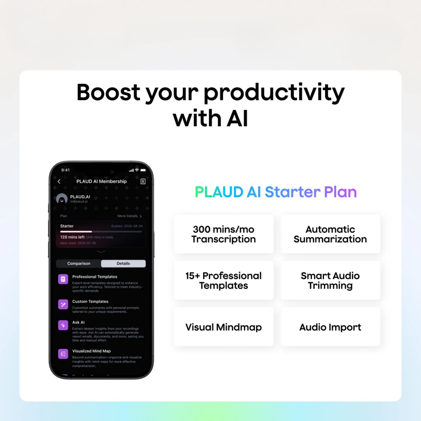 Purple Smart AI Voice Recorder with Wearable Notetaker