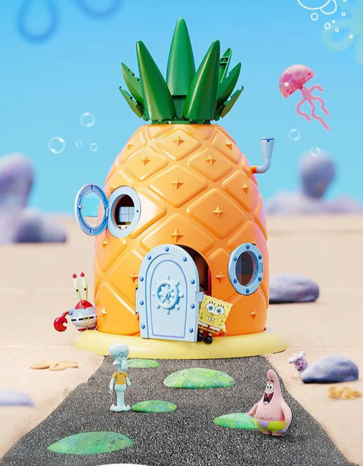 SpongeBob Tentacles Stone House Building Block Model Set With Box