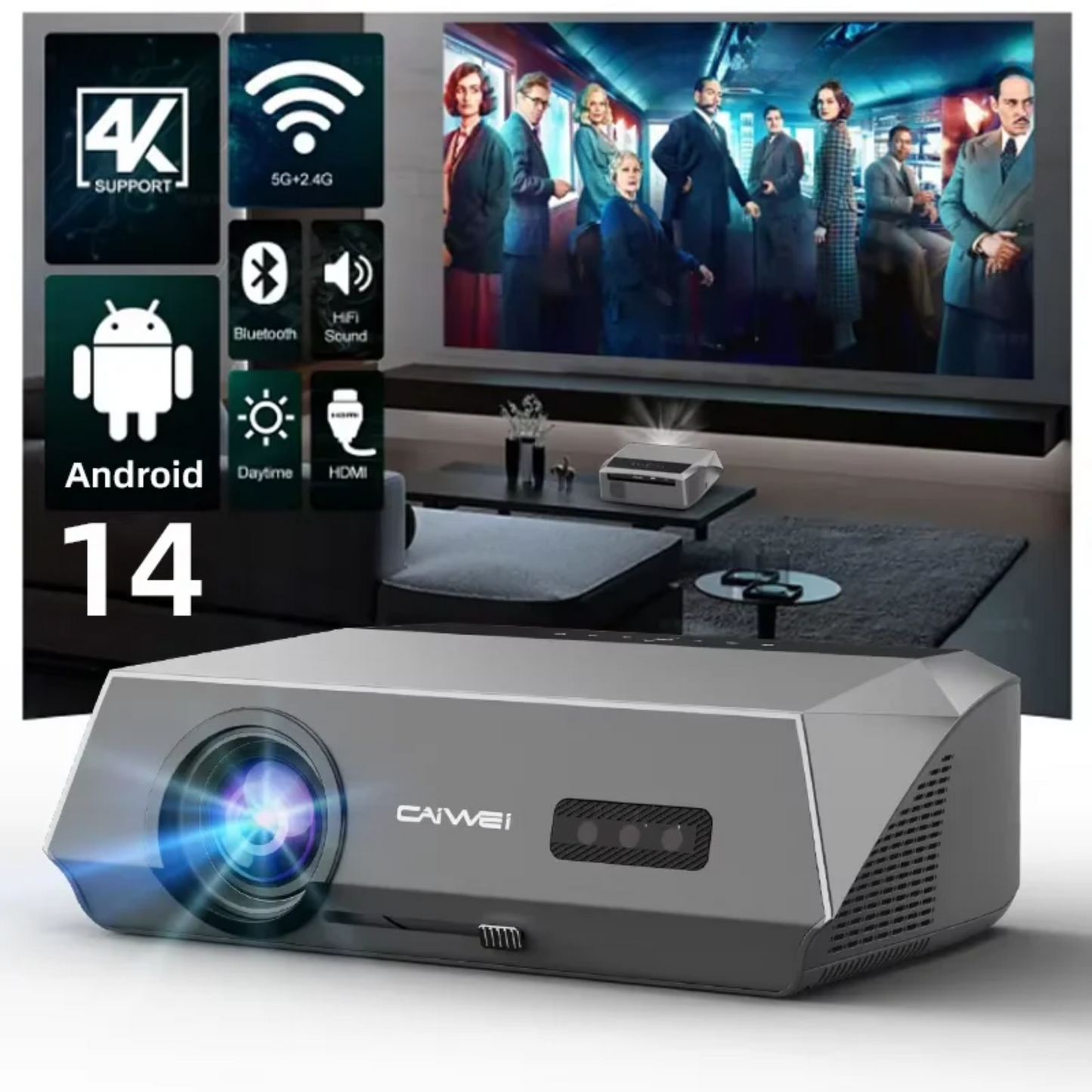 Smart 4K Home Theatre Projector 2200 ANSI with Android 14