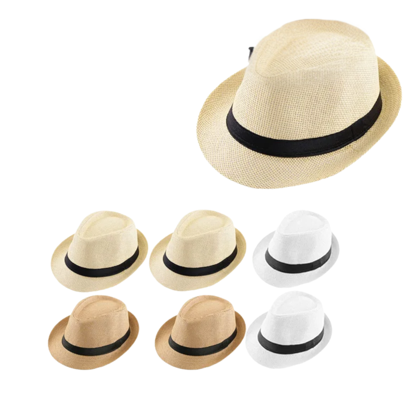 Assorted Straw Panama Hats Set Portable Summer Pack