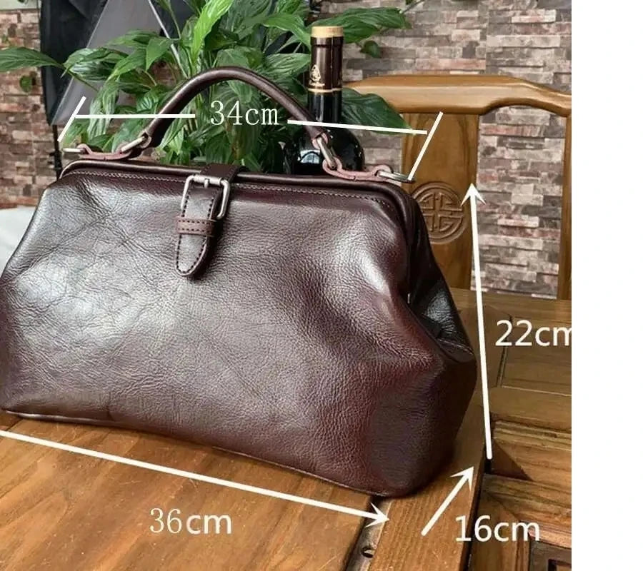 Soft Brown Leather Doctor Bag Vintage Women's Shoulder Crossbody