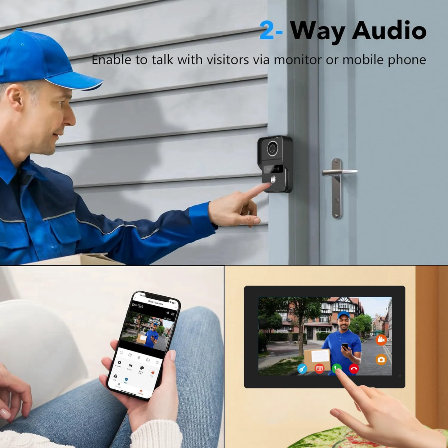 7-Inch Video Doorbell with 1080P Camera & Lock