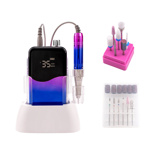 Rechargeable Nail Drill with Desktop Base 35K RPM Blue