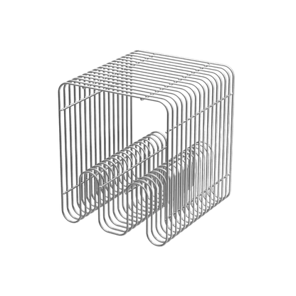 Silver Modern Metal Coffee Table with Magazine Storage