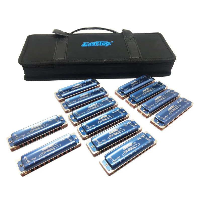 12-Piece Diatonic Blues Harmonica Set 10-Hole 12 Keys