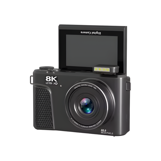 8K Digital Camera Black WiFi 18x Zoom Autofocus