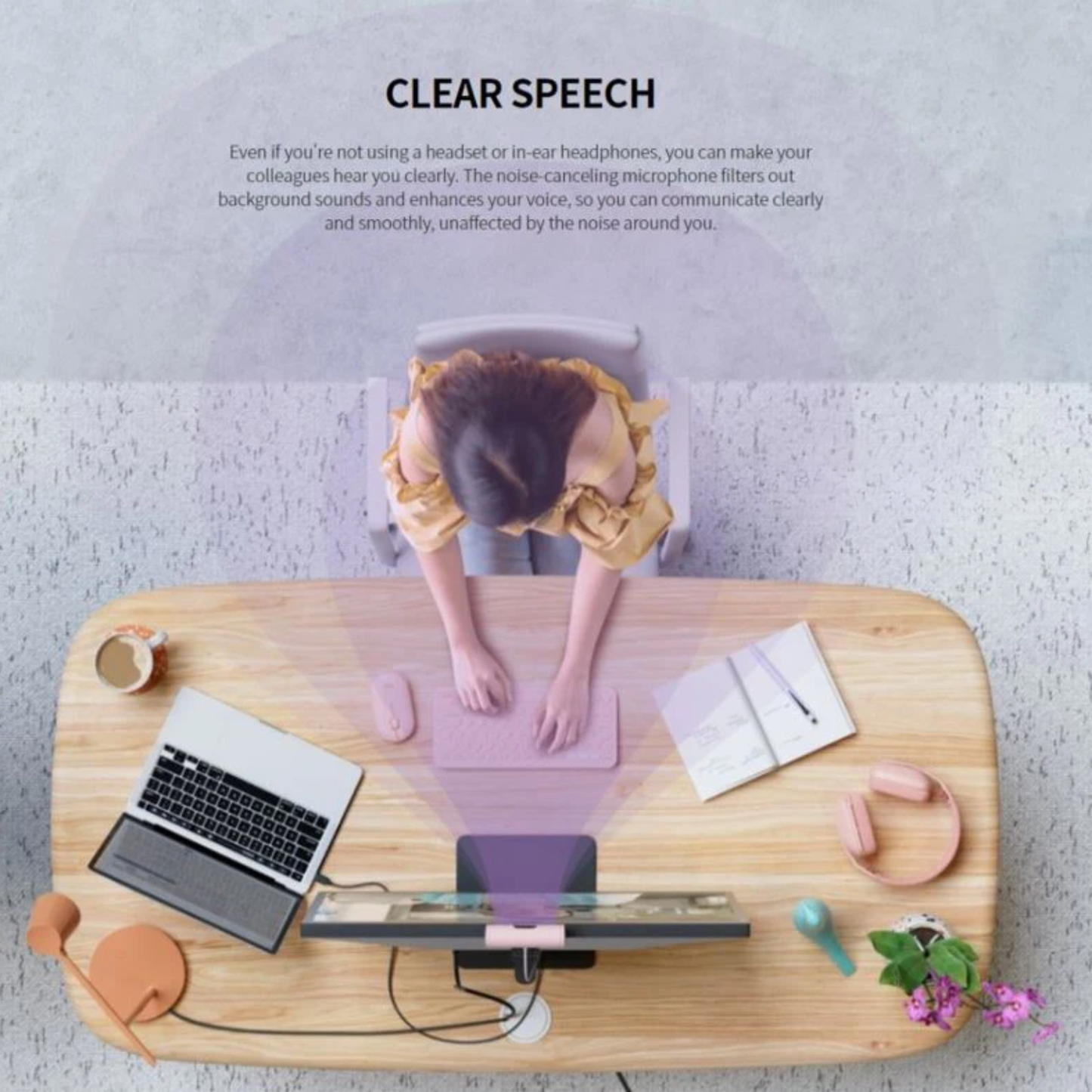 Pink Full HD 1080p Webcam with Auto Framing