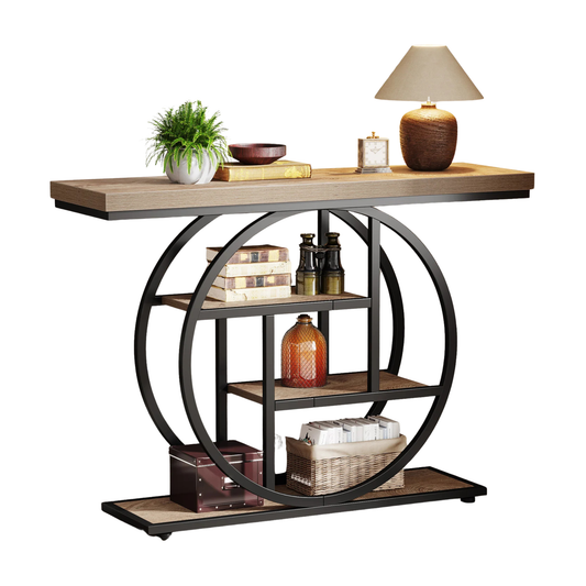 Light Brown Industrial Hallway Console Table
