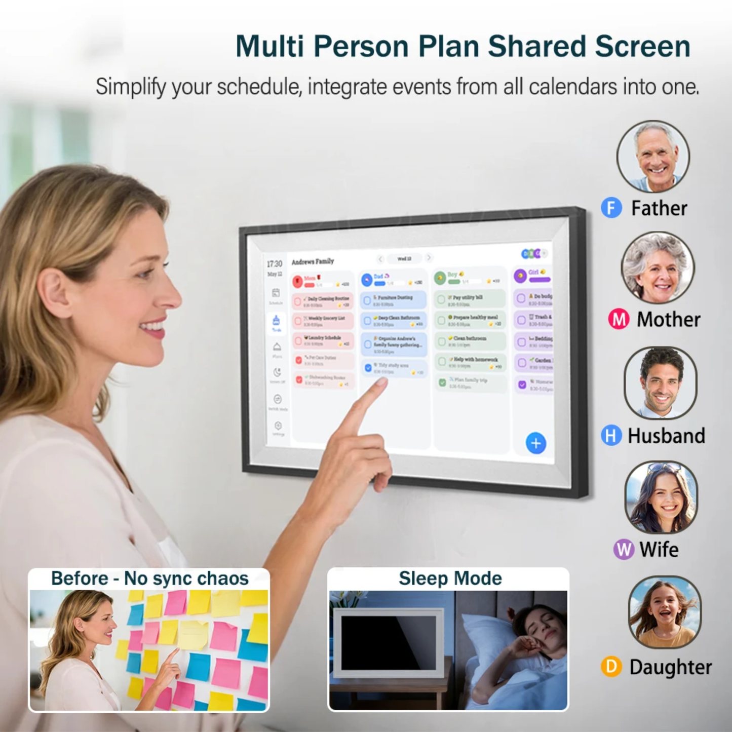 15.6 Inch Smart Family Calendar Touchscreen HD Display