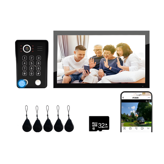 Black Smart Video Intercom Doorbell 10" Screen with Two-Way Audio
