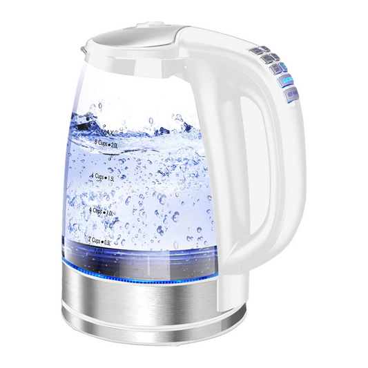 2.0L Electric Glass Kettle Matte White with Temp Control