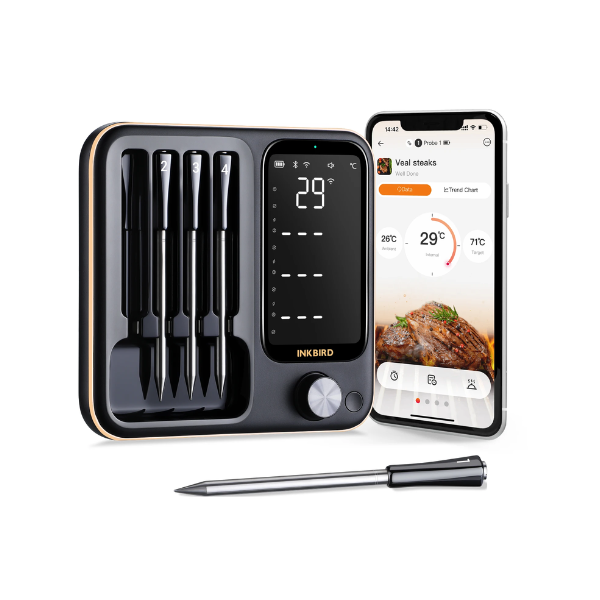 Wireless BBQ Thermometer 4 Probes WiFi Bluetooth IP67