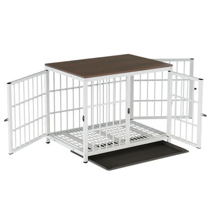 Large Furniture Style Dog Crate White End Table Design