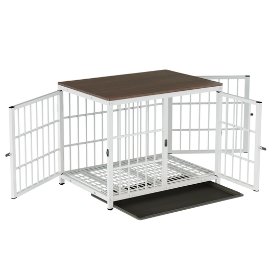 Large Furniture Style Dog Crate White End Table Design