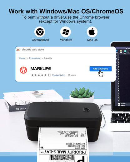 Compact Bluetooth Thermal Label Printer for Home Office Shipping