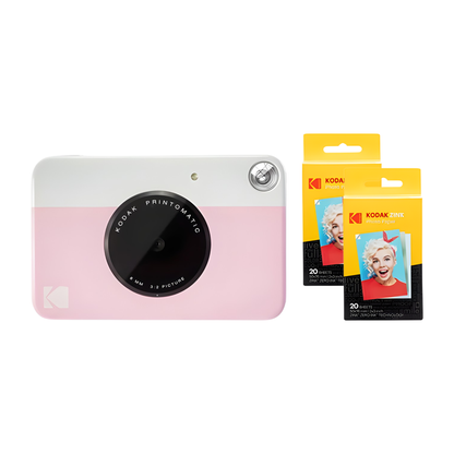 Pink Instant Print Digital Camera with 40 Films