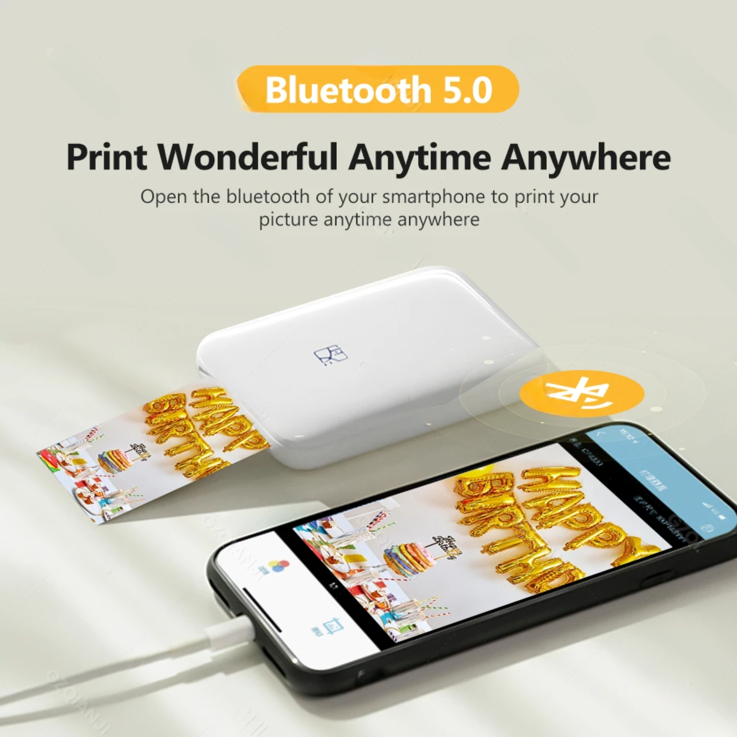 Portable Photo Printer with 20 Zink Sheets Bundle