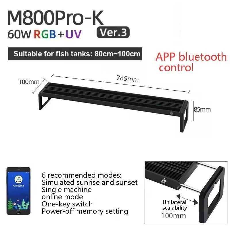 Smart LED Aquarium Light 60W with Timing Control