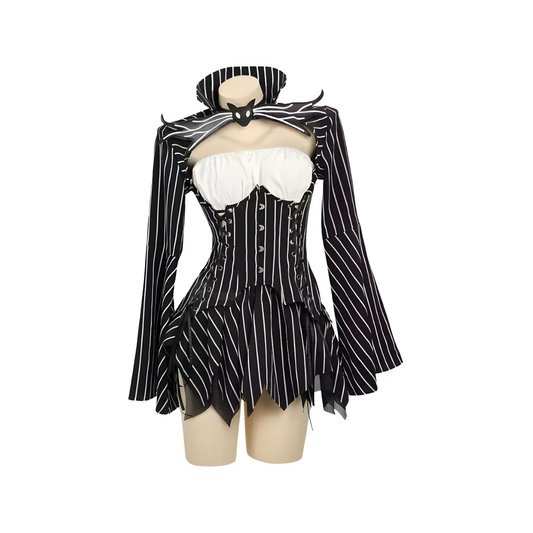 Women’s Halloween Cosplay Costume with Gloves Long Sleeve Top Skirt