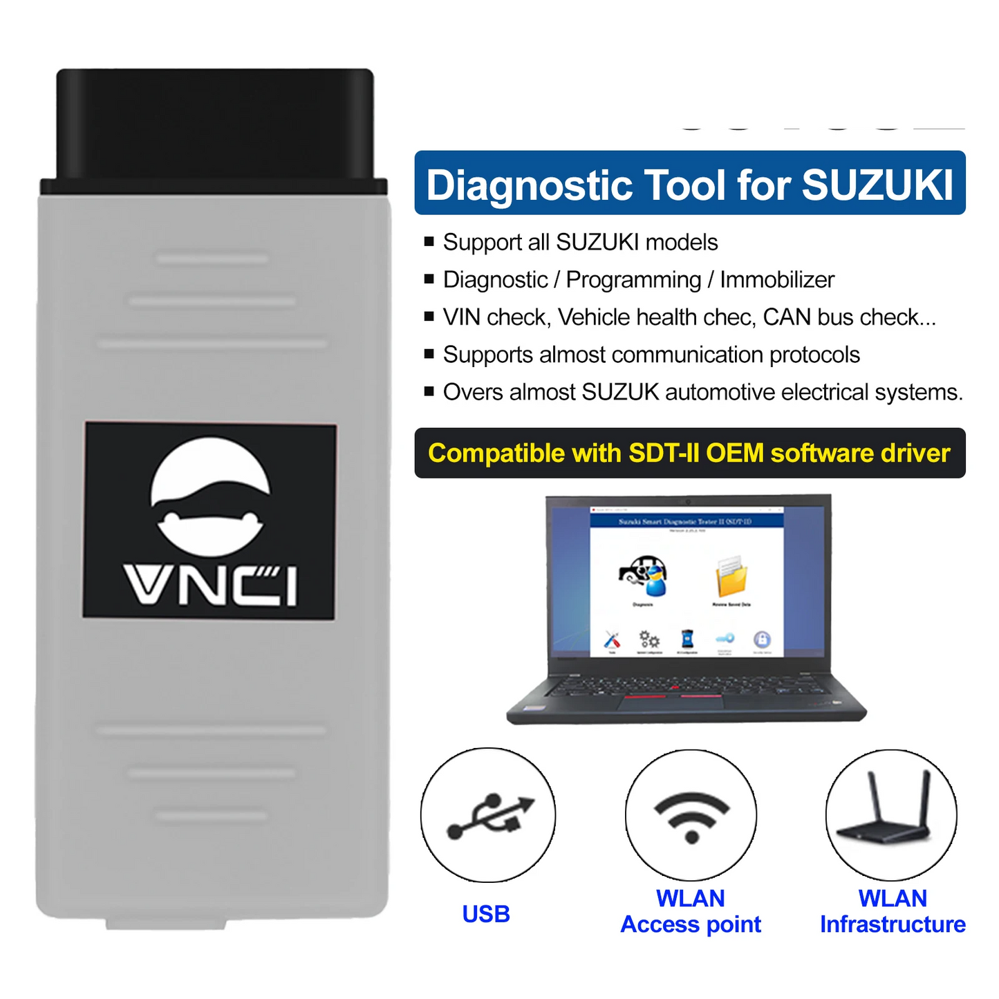 OBDII Diagnostic Scanner for Suzuki Programming Immobilizer WLAN