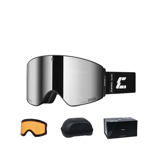 Anti-Fog Ski Goggles Magnetic Lens UV400 Snow Glasses Silver