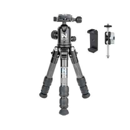 Lightweight Carbon Fiber Mini Tripod with Universal Phone Mount