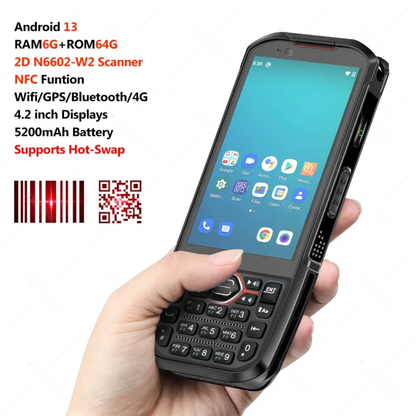 6GB+64GB Android 13 Handheld PDA 4.2" Screen