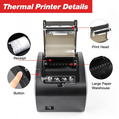 80mm Thermal Receipt Printer USB LAN Serial Bluetooth POS