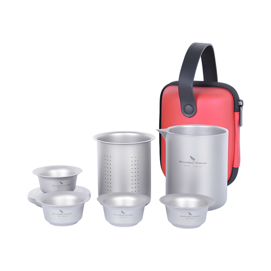 Lightweight Titanium Teapot Set with 4 Cups