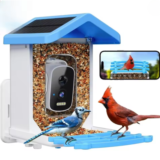 AI Smart Bird Feeder HD Video Camera Solar Panel