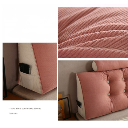 Pink Wedge Bed Pillow with Back Support and Pain Relief