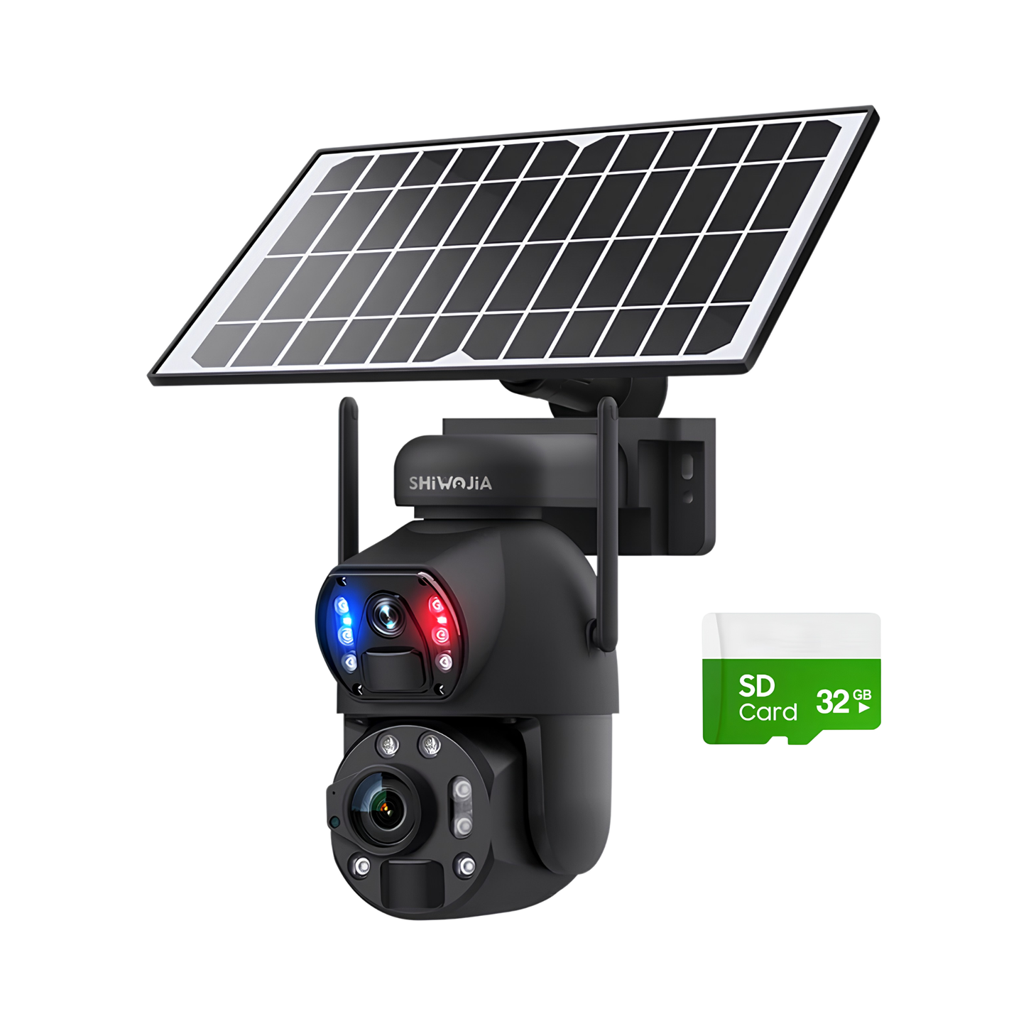 Waterproof Dual Lens Solar Security Camera 32TF