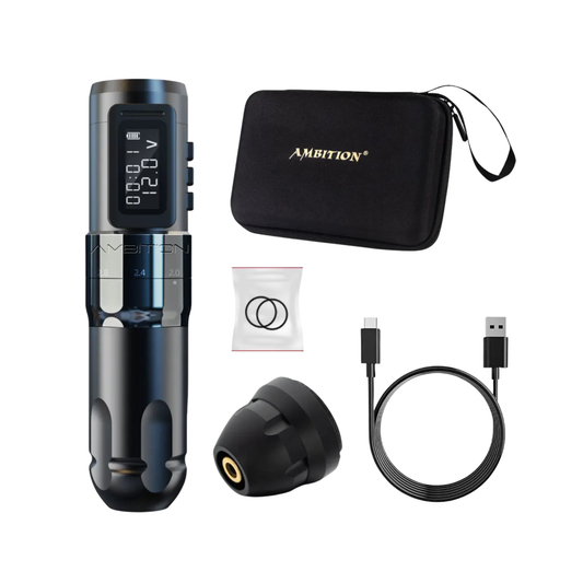 Black Wireless Tattoo Machine Adjustable Stroke Professional Pen