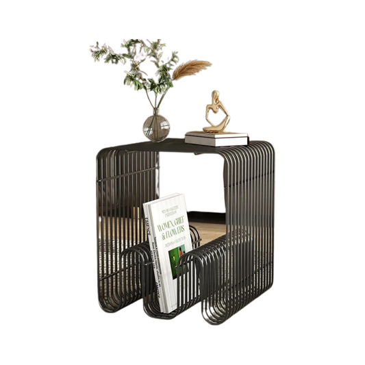 Black Nordic Metal Coffee Table with Storage Rack