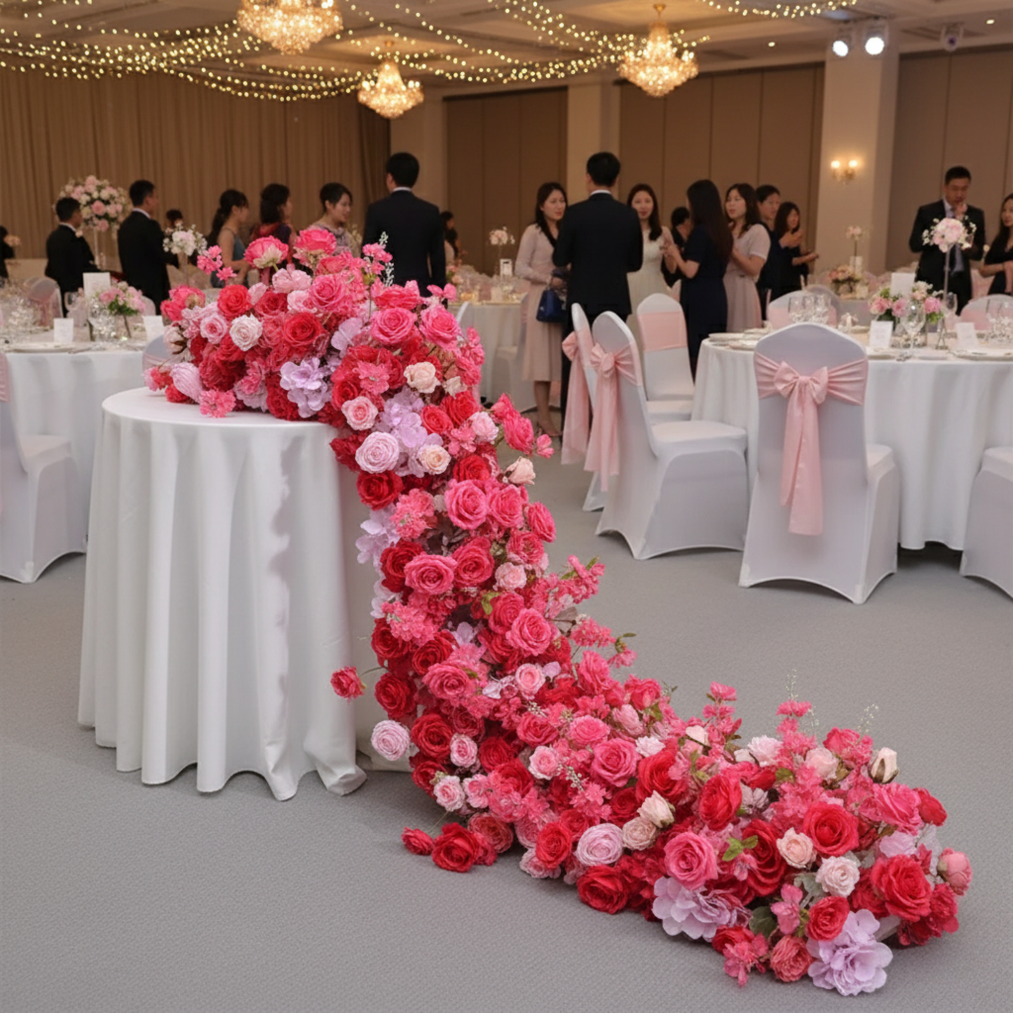 Romantic Faux Rose Garland for Party Backdrop