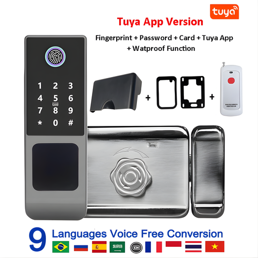 Outdoor Waterproof Fingerprint Gate Lock with Tuya WiFi Smart Access