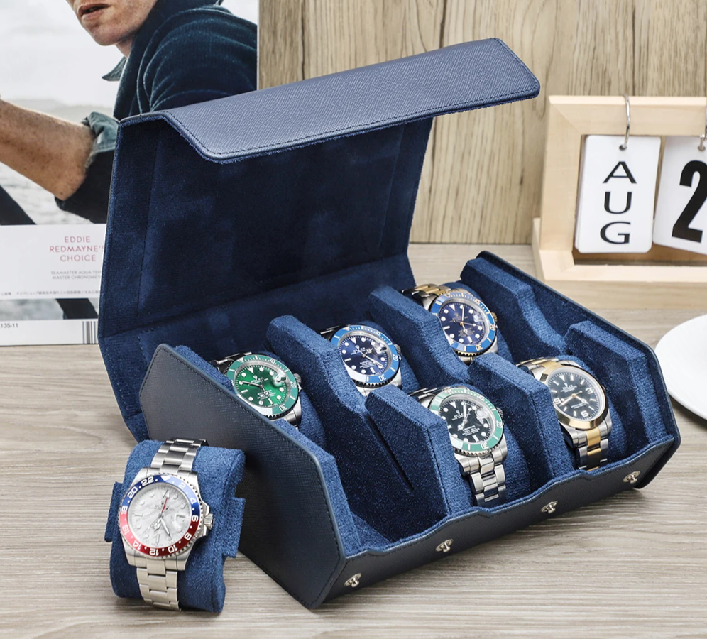 Genuine Leather Watch Travel Case 8 Slot Organizer