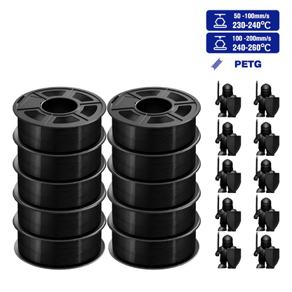 Black PETG Filament 11KG Durable 3D Printing
