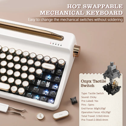 Retro RGB Wireless Mechanical Keyboard White Onyx Tactile
