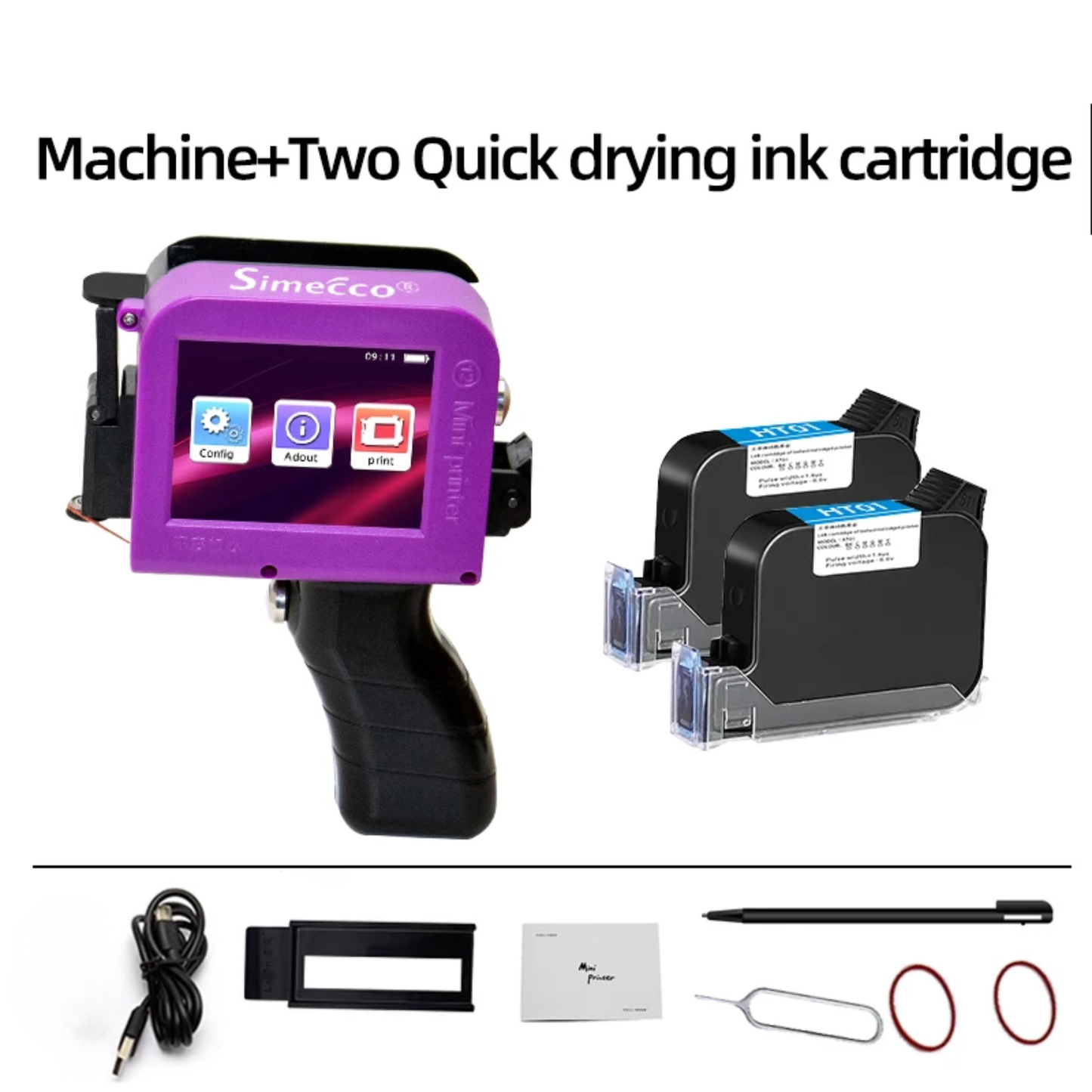 Smart Portable Inkjet Printer with Two Ink Cartridges