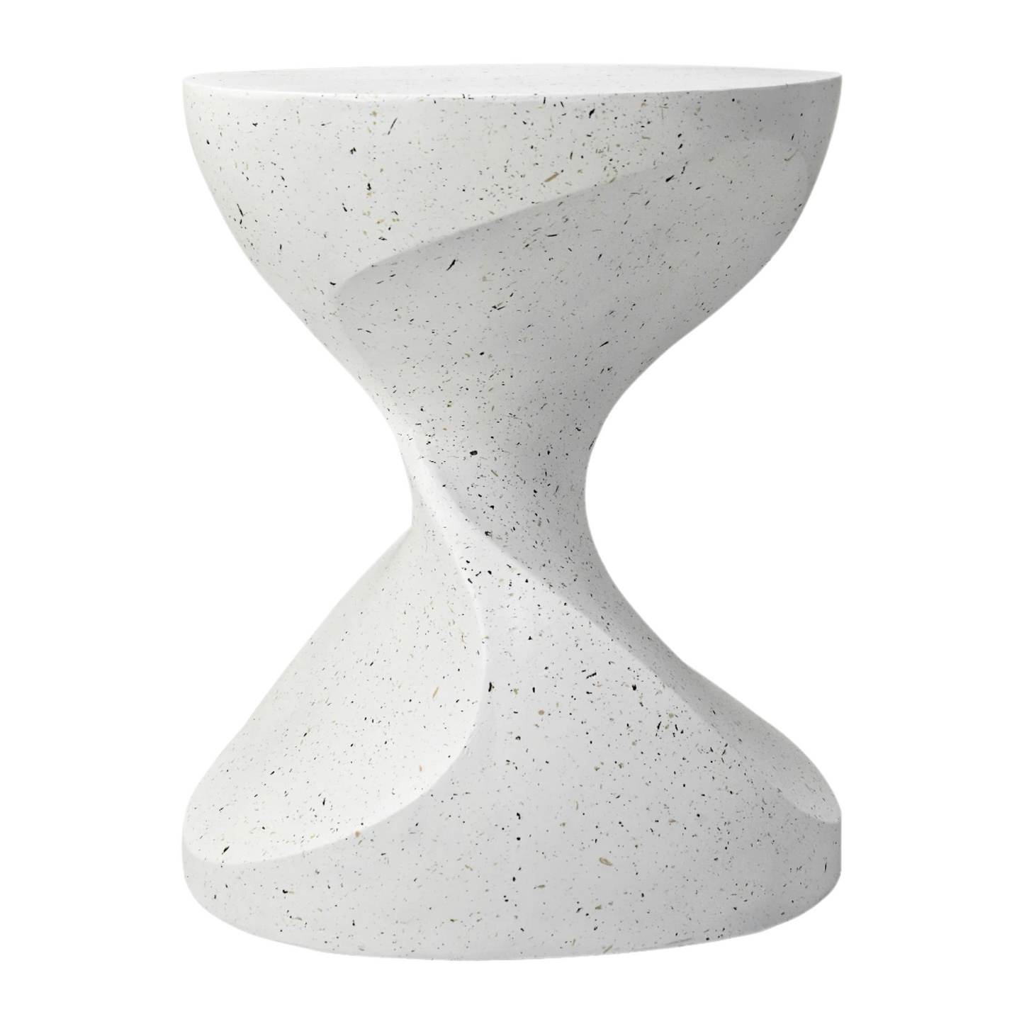 White Accent Table with Hourglass Shape for Indoor Outdoor Use