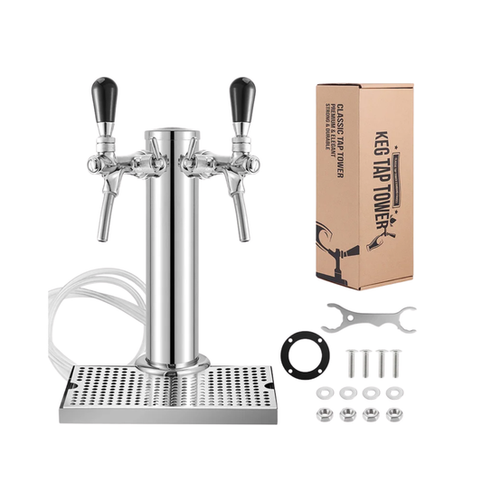 Dual Faucet Draft Beer Tower 3 Stainless Steel