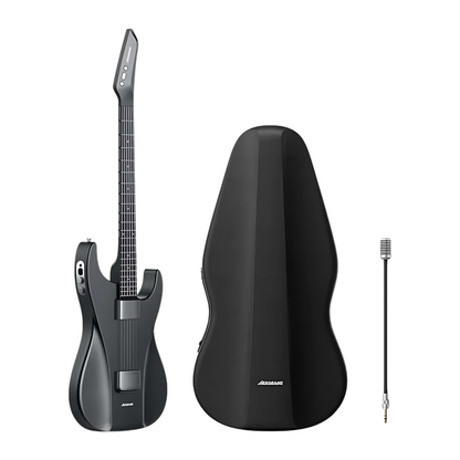 Travel Electric Guitar Black Bundle with Protective Bag & Mic