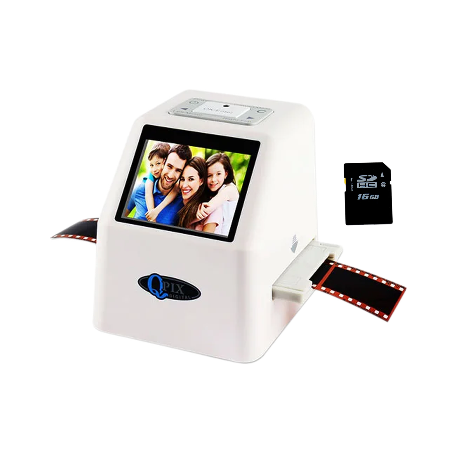 White Portable Film Scanner 16GB SD Card LCD Display