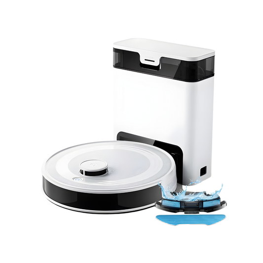 White Smart Robot Vacuum Mop 6000Pa with Auto Dust Bin